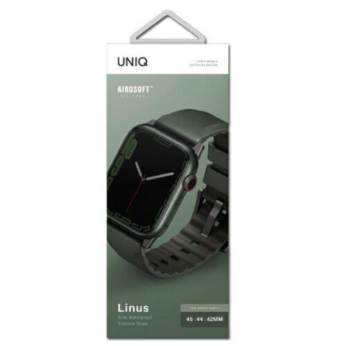 UNIQ óraszíj Linus Apple Watch Series 1/2/3/4/4/5/6/7/8/9/9/SE/SE2/Ultra/Ultra 2 42/44/45/49mm. Airosoft szilikon moha zöld - Image 2