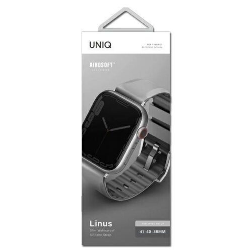 UNIQ óraszíj Linus Apple Watch Series 1/2/3/4/4/5/6/7/8/9/SE/SE2 38/40/41mm. Airosoft szilikon kréta szürke - Image 2