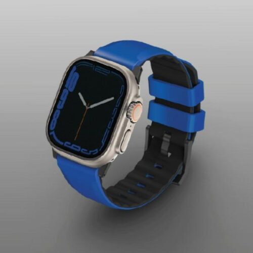 UNIQ óraszíj Linus Apple Watch Series 1/2/3/4/5/6/7/8/9/SE/SE2/Ultra/Ultra 2 42/44/45/49mm Airosoft szilikon versenyző kék - Image 2