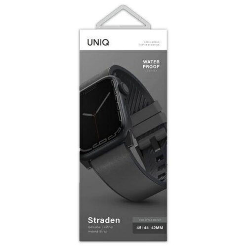 UNIQ óraszíj Straden Apple Watch Series 1/2/3/4/4/5/6/7/8/9/SE/SE2/Ultra/Ultra 2 42/44/45/49mm. Bőr hibrid szíj szürke - Image 2