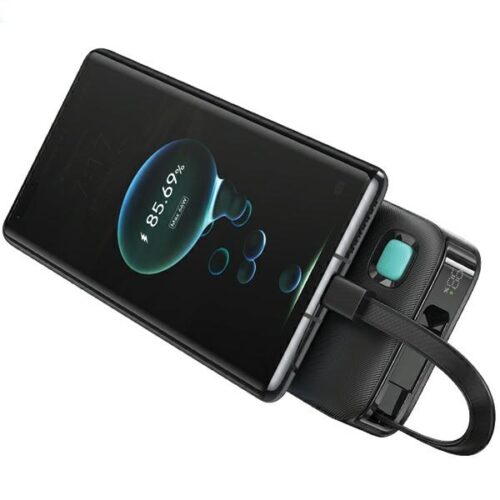 USAMS XY Series Powerbank visszahúzható USB-C kábel 10000 mAh PD 20W - fekete - Image 2