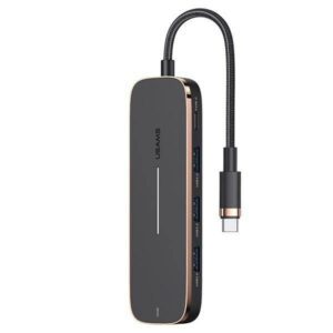 USAMS adapter HUB 3xUSB + USB-C + HDMI fekete