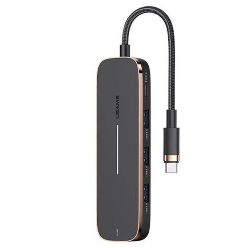 USAMS adapter HUB 3xUSB + USB-C + HDMI fekete