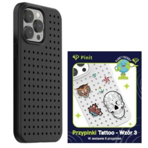 Zestaw Etui Pinit Dynamic + Tattoo Pin iPhone 14 Pro 6.1" fekete minta 3 tok