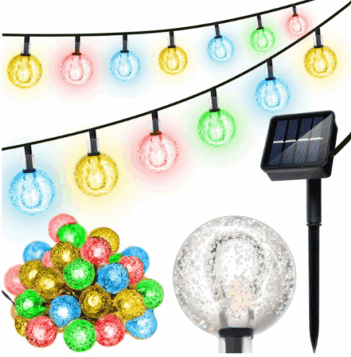 Gardlov 30 LED-es napelemes kerti fényfüzér – kültéri dekoráció teraszra