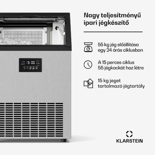 Klarstein Glacial ipari jégkészítő 55 kg LED kijelzővel és ablakkal - Image 2