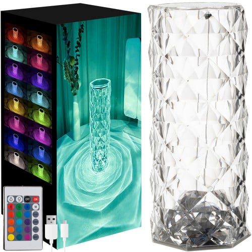 Kristály hatású RGB dekorlámpa - rózsát vetít az asztalra (WNDR22518)