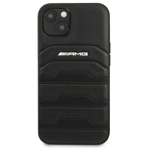 AMG AMHCP14MGSEBK iPhone 14 Plus 6.7" fekete keménytok bőr dombornyomott vonalakkal - Image 2