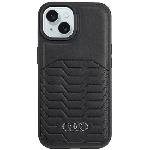 Audi AU-TPUPCMIP15M-GT/D3-BK műbőr MagSafe keménytok iPhone 15 Plus - fekete