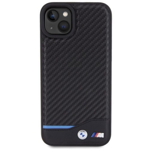 BMW BMHCP15M22NBCK iPhone 15 Plus 6.7" fekete bőr Carbon tok - Image 2