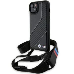BMW BMHCP15M23PSCCK iPhone 15 Plus 6.7" fekete keménytok M Edition Carbon Stripe & Strap