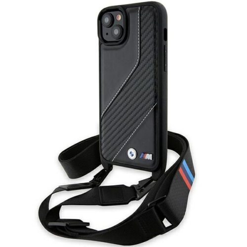 BMW BMHCP15M23PSCCK iPhone 15 Plus 6.7" fekete keménytok M Edition Carbon Stripe & Strap