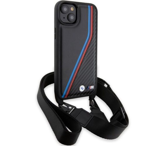 BMW BMHCP15M23PSVTK iPhone 15 Plus 6.7" fekete keménytok M Edition Carbon Tricolor Lines & Stra - Image 2