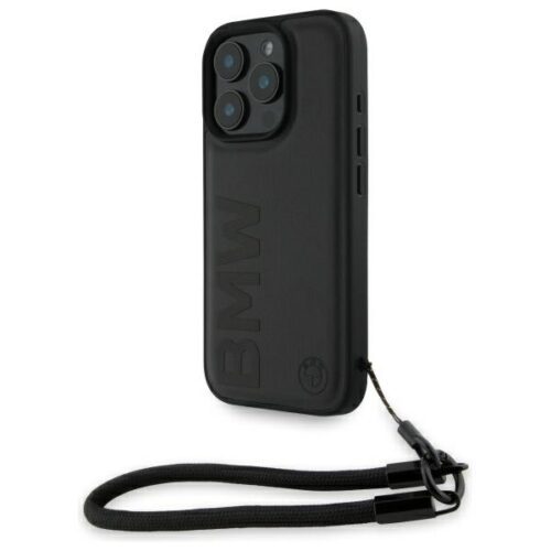 BMW BMHCP16L23RMRLK Signature Leather Wordmark keménytok iPhone 16 Pro - fekete