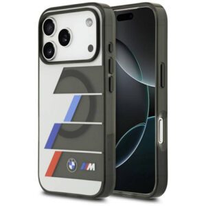 BMW M IML fém gombok trikolor vonalak MagSafe tok iPhone 17 Pro Max antracit