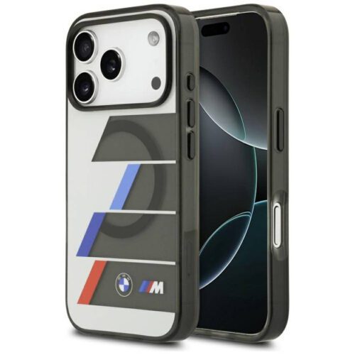 BMW M IML fém gombok trikolor vonalak MagSafe tok iPhone 17 Pro Max antracit