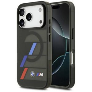 BMW M IML fém gombok trikolor vonalak MagSafe tok iPhone 17 Pro fekete