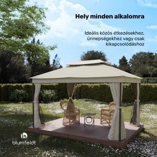 Blumfeldt Mondo Dual pavilon 3x4 dupla tetővel és szúnyoghálóval - Image 4