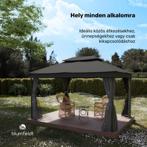 Blumfeldt Mondo Dual pavilon 3x4 dupla tetővel és szúnyoghálóval - Image 4