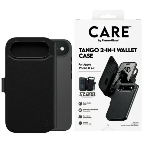 Case CARE by PanzerGlass Feature Tango 2w1 pénztárca tok MagSafe iPhone Airhez fekete