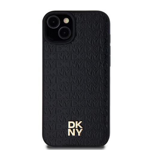 DKNY DKHMP15MPSHRPSK Leather Monogram Pattern Metal Logo MagSafe-kompatibilis tok iPhone 15 Plus - fekete - Image 2