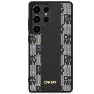 DKNY Leather Checkered Pattern MagSafe-kompatibilis tok Samsung Galaxy S25 Ultra - fekete