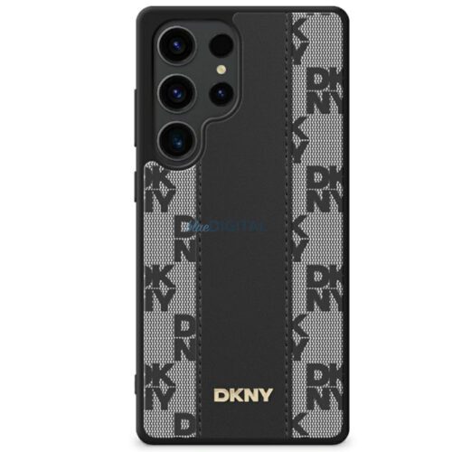 DKNY Leather Checkered Pattern MagSafe-kompatibilis tok Samsung Galaxy S25 Ultra - fekete