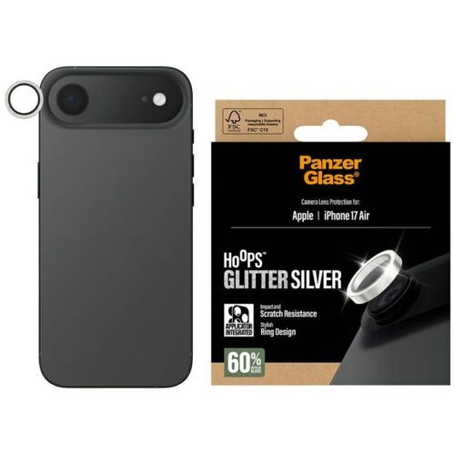 Edzett üveg lencsevédő PanzerGlass Hoops Glitter do iPhone Air srebrny