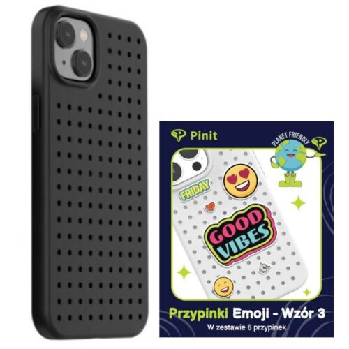 Etui Pinit Dynamic + Emoji Pin iPhone 14 Plus 6.7" fekete minta 3 tok