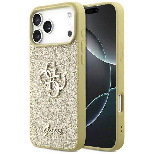 Guess Fixed Glitter Big 4G tok iPhone 17 Pro Max készülékhez arany színben