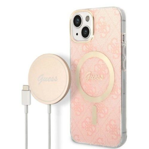 Guess GUBPP14MH4EACSP tok+ töltő iPhone 14 Plus 6.7" rózsaszín keménytok 4G Print MagSafe