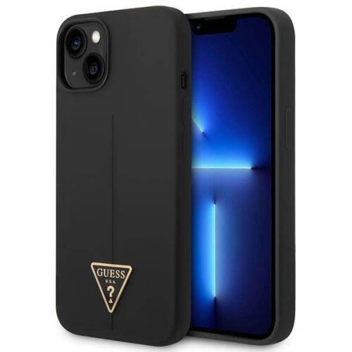 Guess GUHCP14MSLTGK iPhone 14 Plus 6.7" fekete keménytok szilikon háromszög