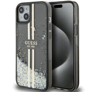 Guess GUHCP15MLFCSEGK iPhone 15 Plus 6.7" fekete keménytokLiquid Glitter Gold Stripes