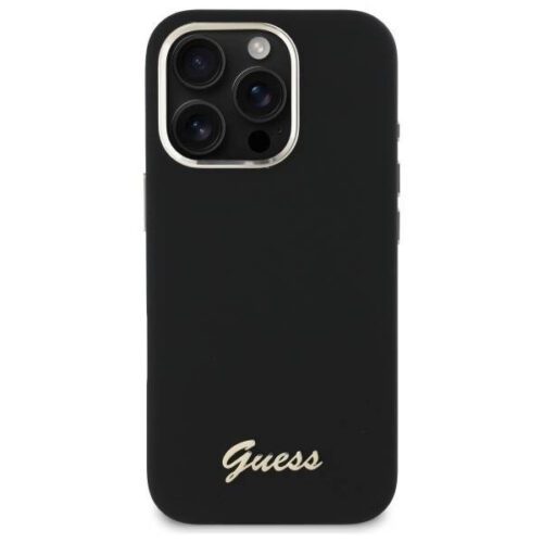 Guess GUHCP16XSMBSLK iPhone 16 Pro Max 6.9" fekete keménytok szilikon script fém logó és keret - Image 2