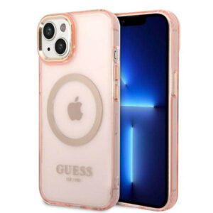 Guess GUHMP14MHTCMP iPhone 14 Plus 6.7" rózsaszín keménytok arany kontúrú