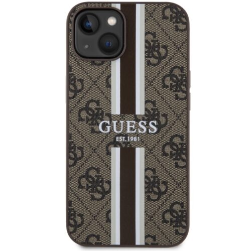 Guess GUHMP14MP4RPSW iPhone 14 Plus 6.7" barna keménytok 4G nyomtatott csíkos MagSafe tok 4G - Image 2
