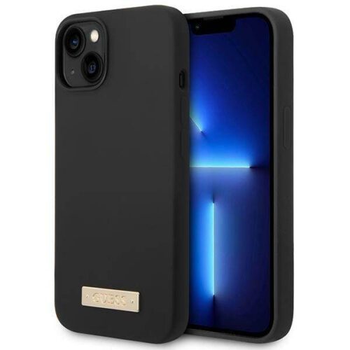 Guess GUHMP14MSBPLK iPhone 14 Plus 6.7" fekete keménytok Szilikon logós lemez MagSafe