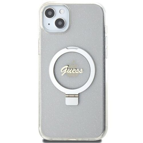 Guess GUHMP15MHRSGSD iPhone 15 Plus 6.7" átlátszó keménytok gyűrűs állvány Script Glitter MagSafe - Image 2