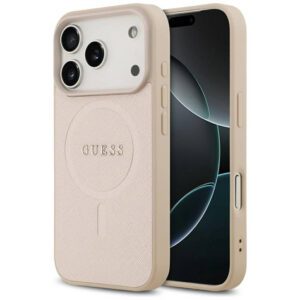 Guess Saffiano klasszikus logós MagSafe tok iPhone 17 Pro rózsaszínhez