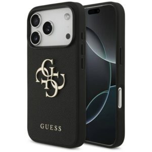 Guess szemcsés Big 4G & Classic Logo tok iPhone 17 Pro fekete