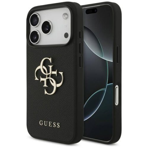 Guess szemcsés Big 4G & Classic Logo tok iPhone 17 Pro fekete