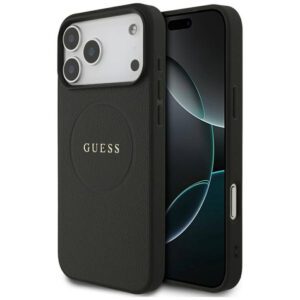 Guess szemcsés gyűrűs MagSafe tok iPhone 17 Pro Max készülékhez fekete