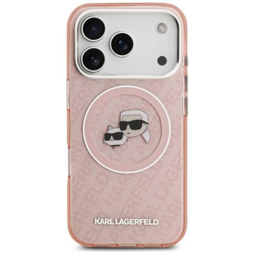 Karl Lagerfeld IML Glitter Karl & Choupette Feads Logo MagSafe tok iPhone 17 Pro Pink - Image 2