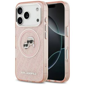 Karl Lagerfeld IML Glitter Karl & Choupette Feads Logo MagSafe tok iPhone 17 Pro Pink