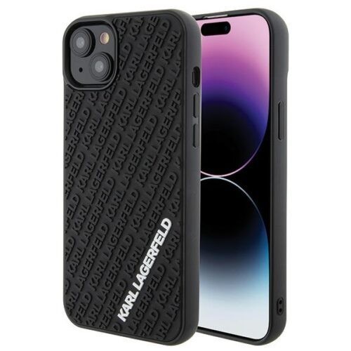 Karl Lagerfeld KLHCP15M3DMKRLK iPhone 15 Plus 6.7" fekete keménytok 3D gumi többszörös logóval