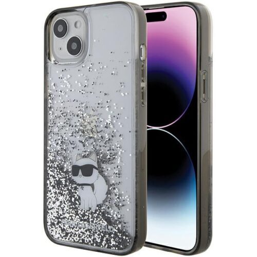Karl Lagerfeld KLHCP15MLKCNSK iPhone 15 Plus 6.7" átlátszó keménytok folyékony Glitter Choupette