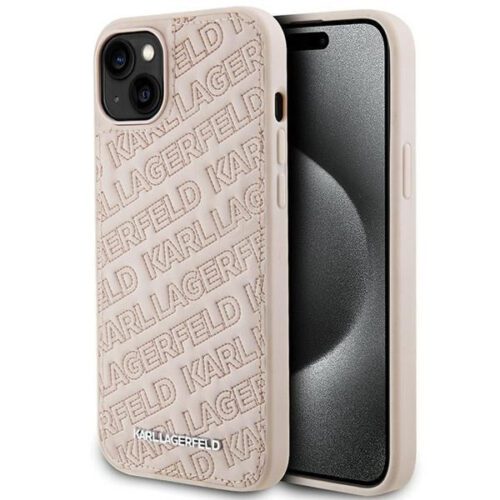 Karl Lagerfeld KLHCP15MPQKPMP iPhone 15 Plus 6.7" rózsaszín keménytok steppelt K minta