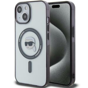 Karl Lagerfeld KLHMP15MHKHNOTK iPhone 15 Plus 6.7" átlátszó keménytok IML Karl's Head MagSafe
