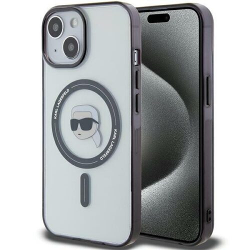 Karl Lagerfeld KLHMP15MHKHNOTK iPhone 15 Plus 6.7" átlátszó keménytok IML Karl's Head MagSafe