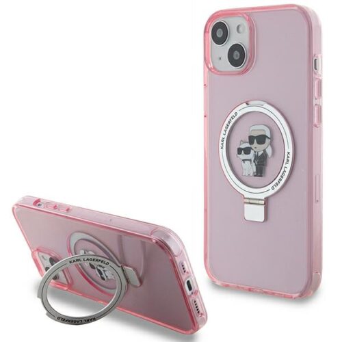 Karl Lagerfeld KLHMP15MHMRSKCP iPhone 15 Plus 6.7" rózsaszín keménytok Karl&Choupette MagSafe gyűrűs állvány